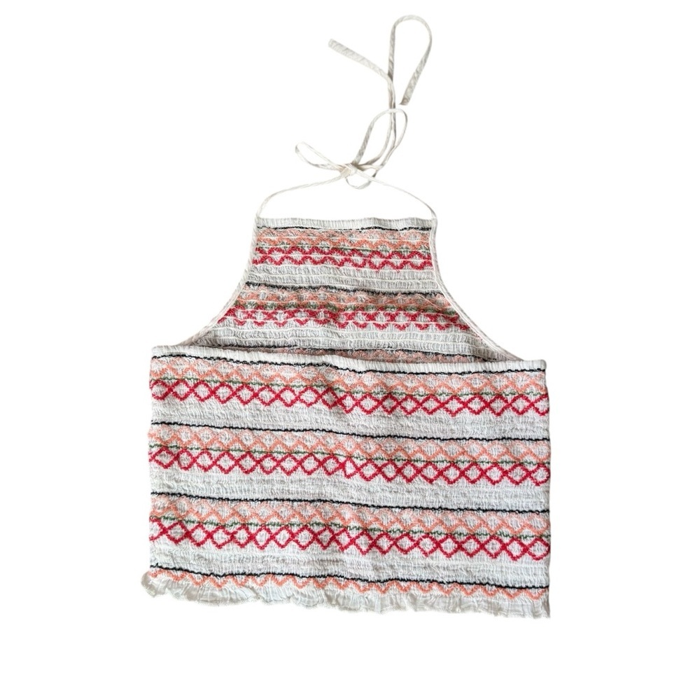 American Eagle Woven Crochet Halter Crop Top - Picture 3 of 6